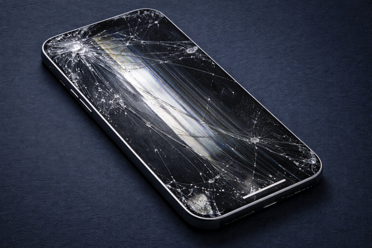 Defektes Smartphone vor der Reparatur