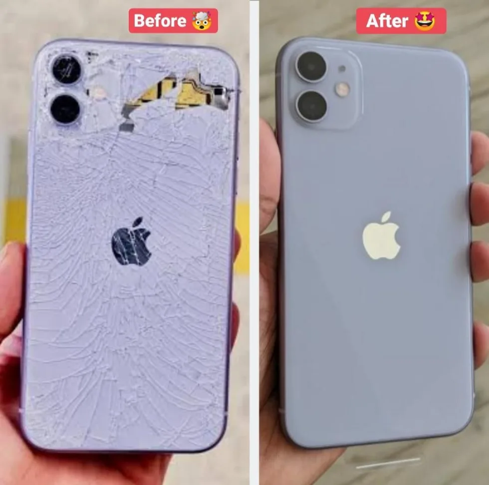 Vorher und nachher Smartphone-Reparatur