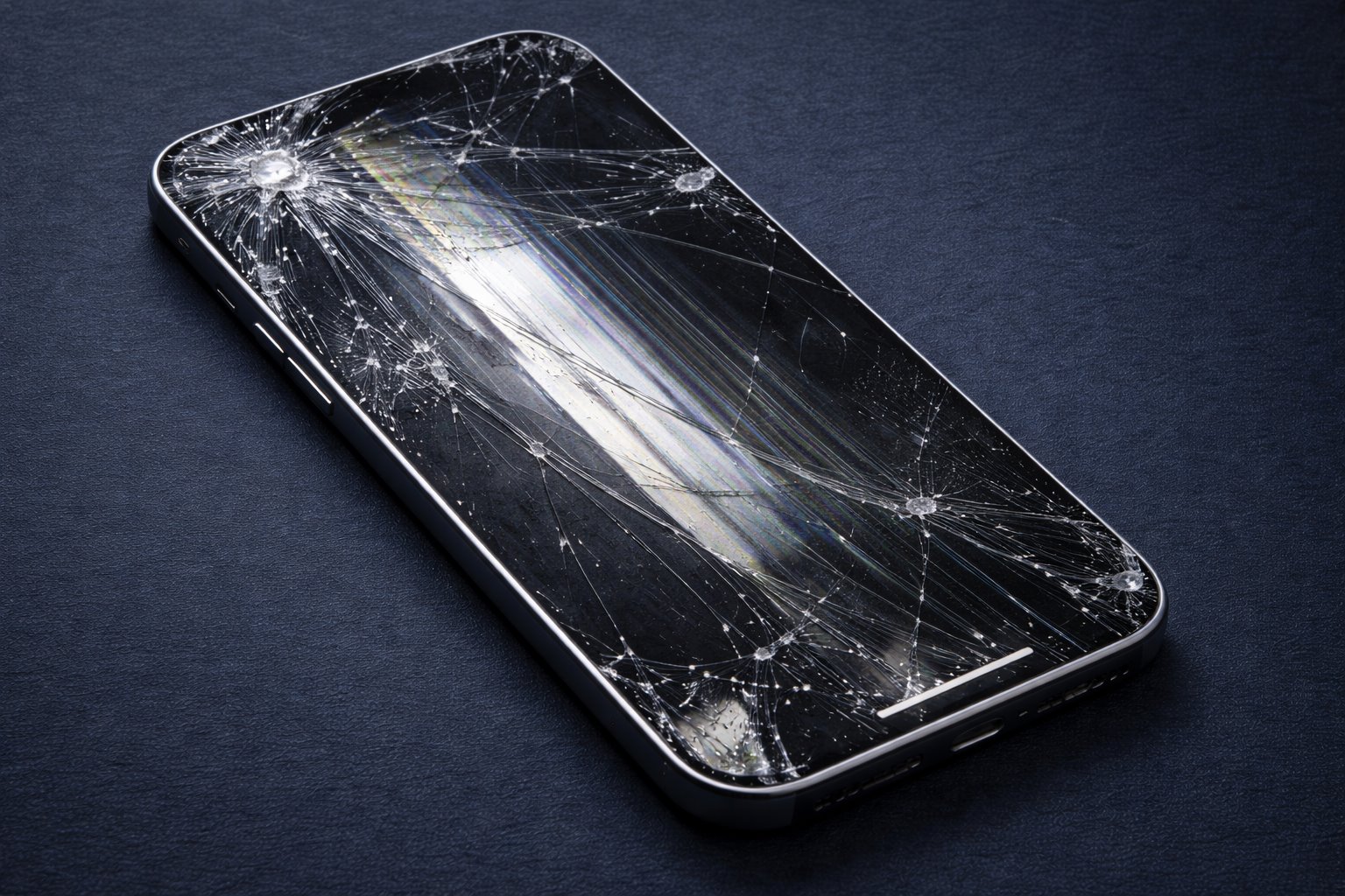 Beispielbild: Smartphone mit stark beschädigtem Display